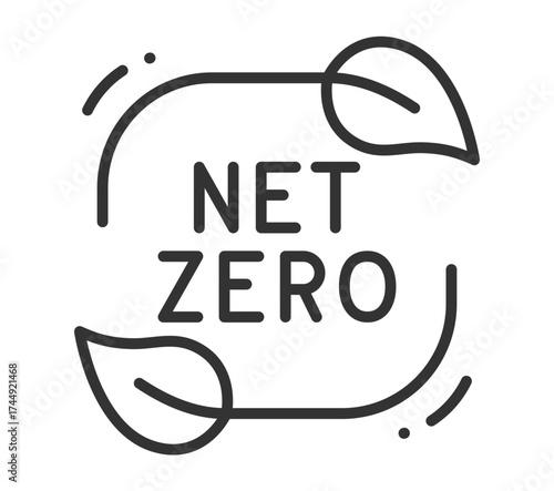 Net zero concept with leaf icon symbolizing sustainability and eco-friendly practices