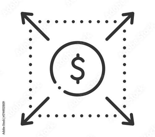 Expand financial growth icon with dollar sign and arrows