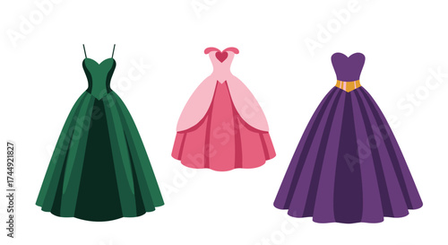 Three beautiful fairytale princess gowns for a special occasion.