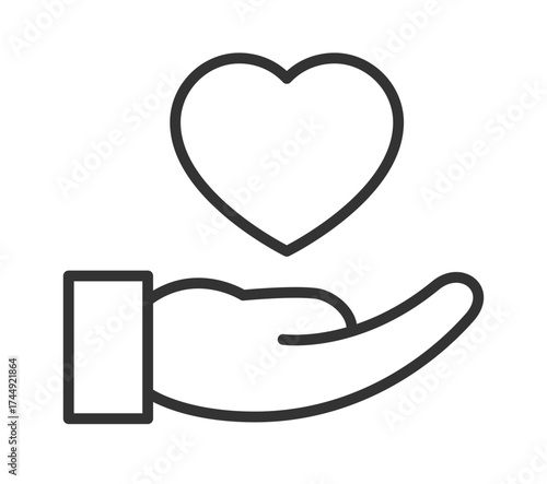 Outline of hand holding a heart symbol