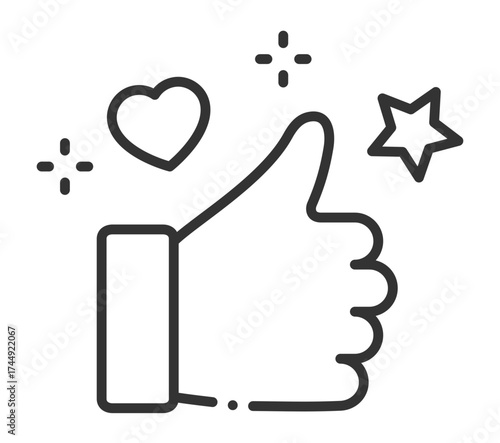 Thumbs up icon with heart and star symbols