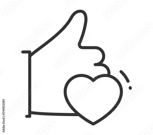 Thumbs up with heart icon symbolizing positivity and support