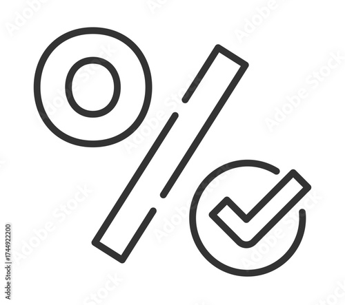 Abstract icon featuring percentage and reset symbols in minimalist design