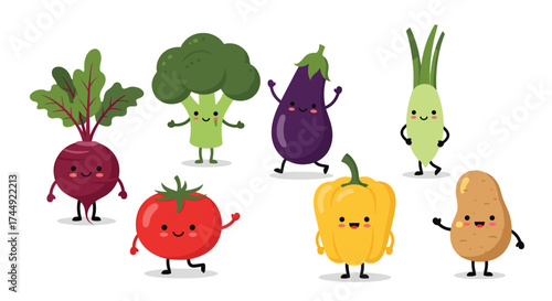 Cute cartoon vegetables dancing and having fun.