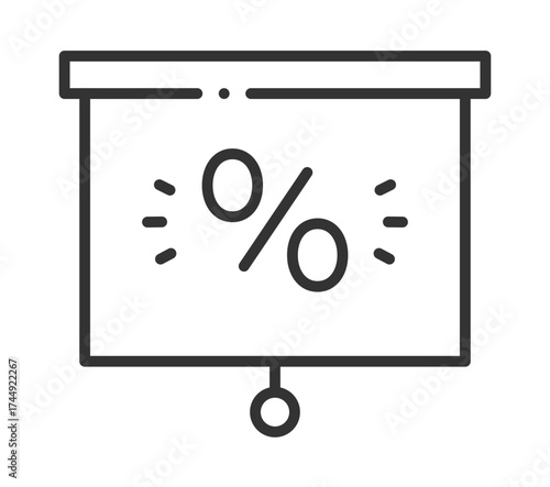 Simple line drawing of a projection screen displaying percentage symbol