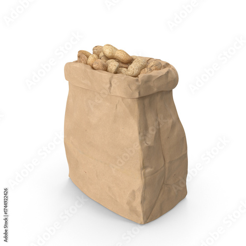 Brown paper bag filled with peanuts ready for healthy snacking