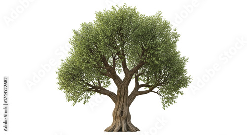 Foto Isolated leafy tree with a thick trunk and spreading branches in full summer fol