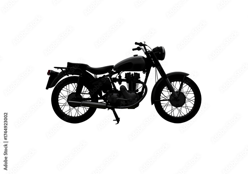 Obraz premium Powerful Cruiser Motorcycle Sleek Black Design Nighttime Setting isolated on transparent background