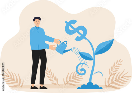 Financial or investment growth, increase earning profit and capital gain, success in wealth management concept
