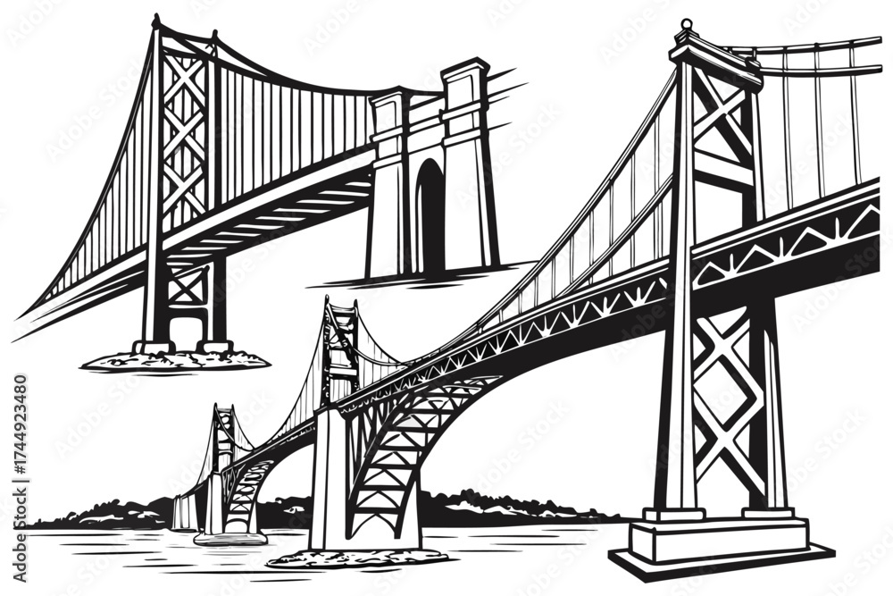 Fototapeta premium Golden Gate Bridge silhouette over the water in San Francisco, California.