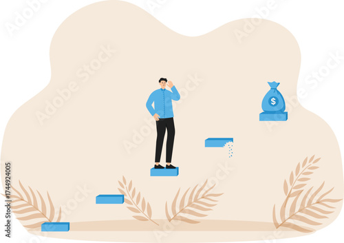Financial Challenge and financial goal, power of compound interest collecting wealth concept
