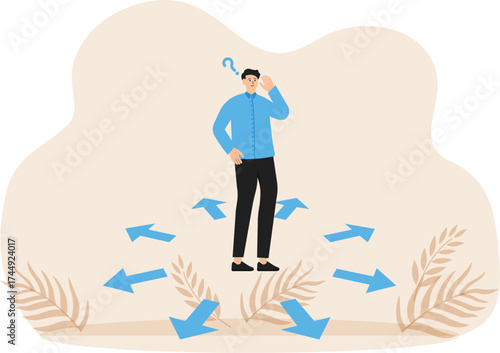 Choose career path and make life decision choice, decide the right or wrong direction, opportunity challenge concept
