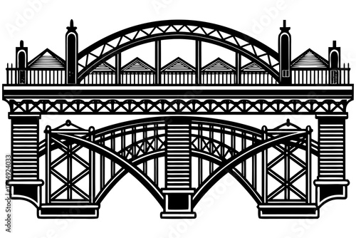 Vector Engineering Bridge Illustration – Architectural Sketch of Historic and Modern Bridges.