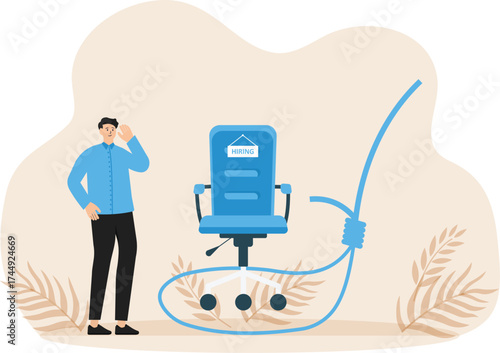 Candidate grabbing vacancy chair and human resources, HR recruitment concept
