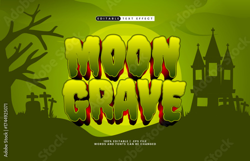 moon grave editable text effect