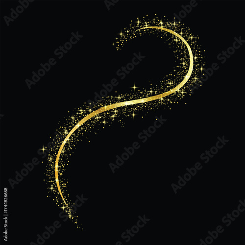 Golden star sparkles confetti isolated on black background