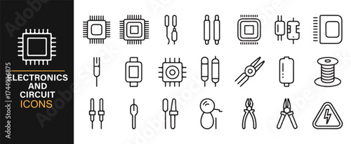 Icons of Electronics and Circuit Components for Use in Digital and Tech Projects