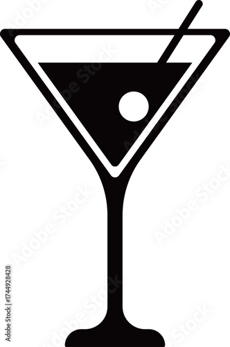 カクテルグラスのアイコン　モノトーン
