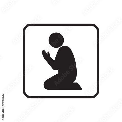 Islamic prayer sign pictogram silhouette vector flat illustration design on white background