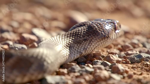 taipan snake, Close Up of a Snake on the Ground in Nature. 4k video