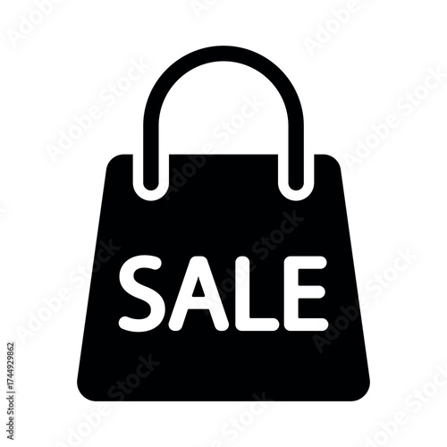 An illustration of a black discount or sale icon on a white background.