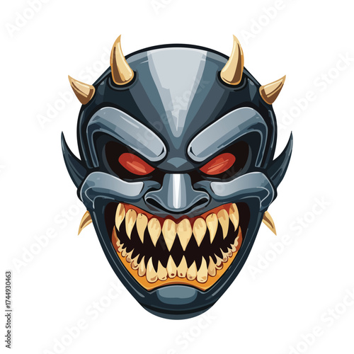 Sinister mask with fierce fanged grimace