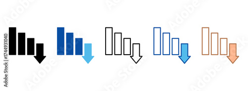 Falling Graph Icon Set Multiple Style Collection