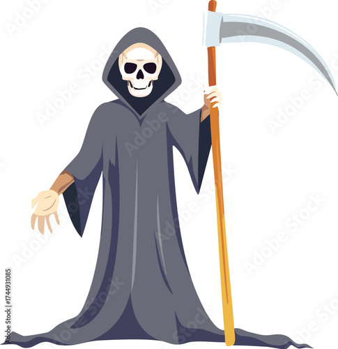 Gloomy figure with a curved blade