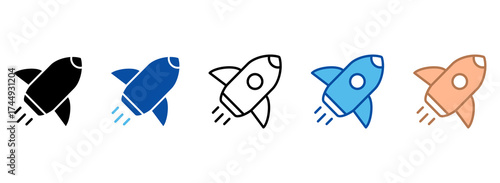 Rocket Icon Set Multiple Style Collection