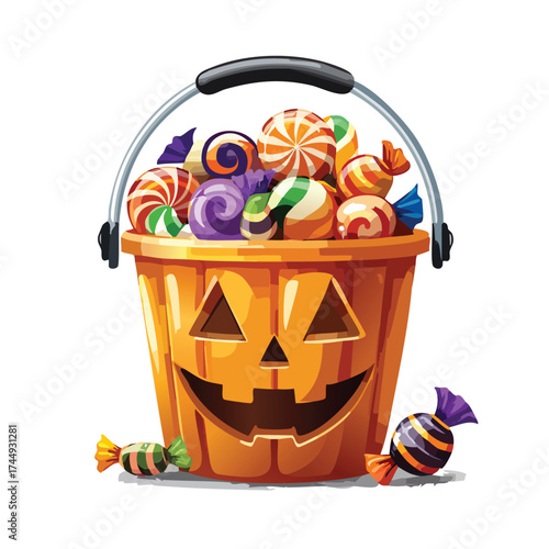 Jackolantern overflowing with colorful sweets