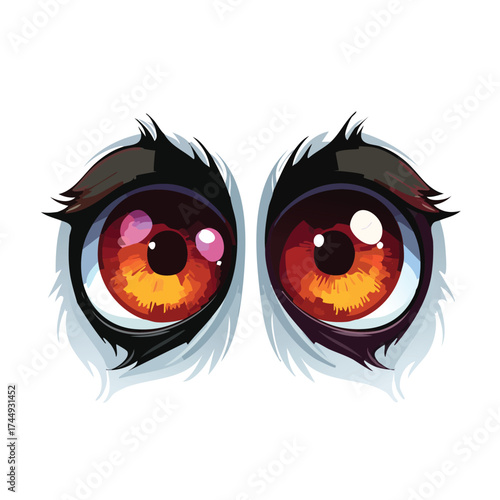 Fiery gaze of stylized creature