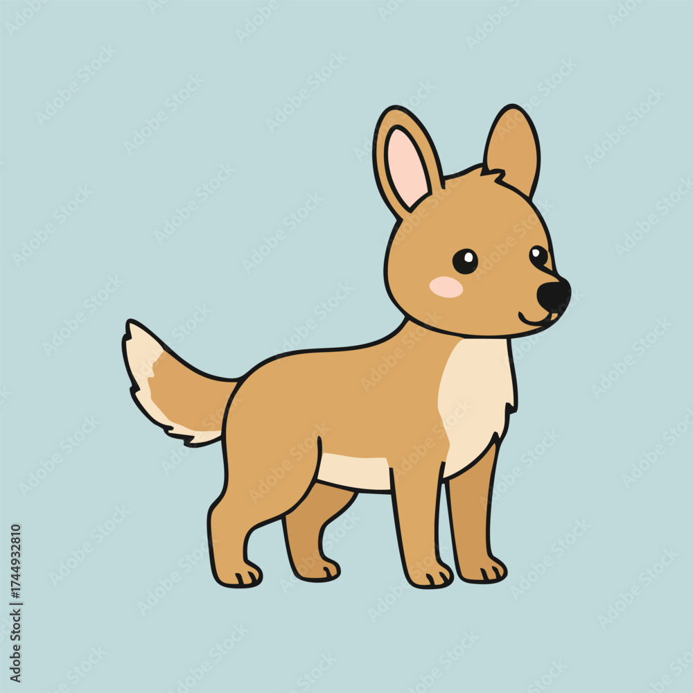 Obraz premium Cute Dingo - Endemic Wildlife of Australia | Flat Vector Illustration