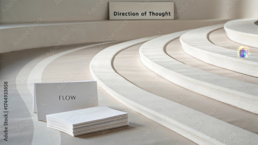 Fototapeta premium White layered structure with curved path and direction of thought