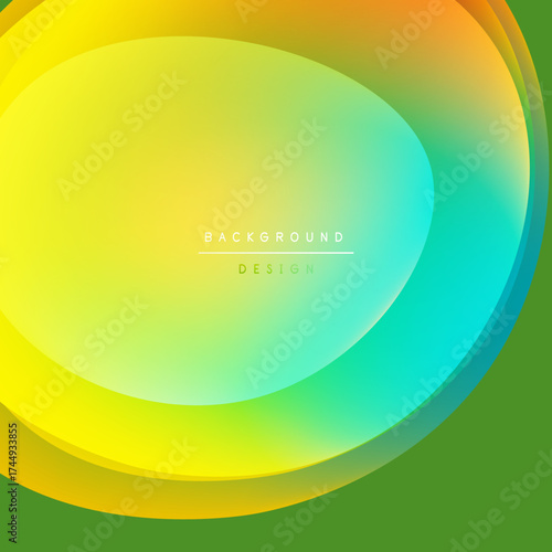 Abstract vibrant layers blend. Green, yellow, orange, turquoise create smooth gradients. Modern design element for backgrounds.