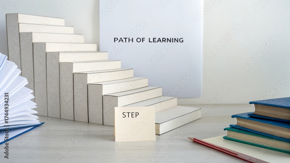 Fototapeta premium White stairs representing the concept of learning and growth