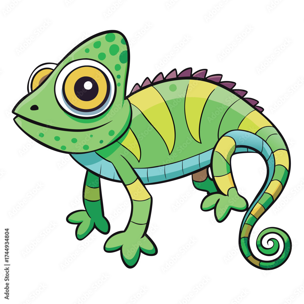 Fototapeta premium Swirled Pattern Chameleon Clipart illustration 