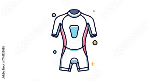 A white and pink wetsuit for swimming and surfing activities.