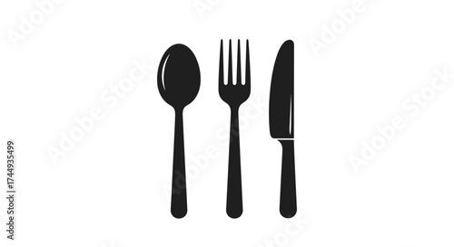 A simple silhouette of a spoon fork and knife is depicted.