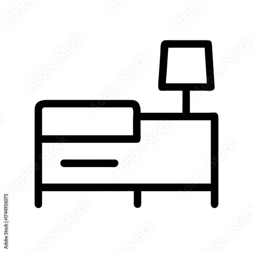 Illustration of a bedside table with a lamp