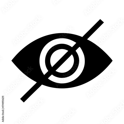 Privacy icon with eye symbol and line, representing data protection