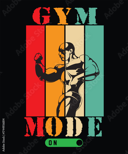 Retro gym mode on design with bodybuilder t-shirt design