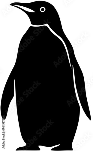Standing Penguin Bird Black Silhouette Vector Icon