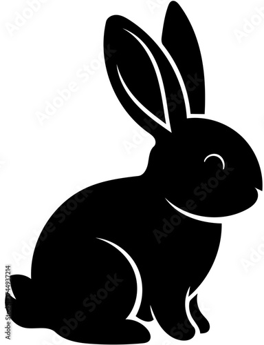 Sitting Rabbit or Hare Black Silhouette Vector Icon