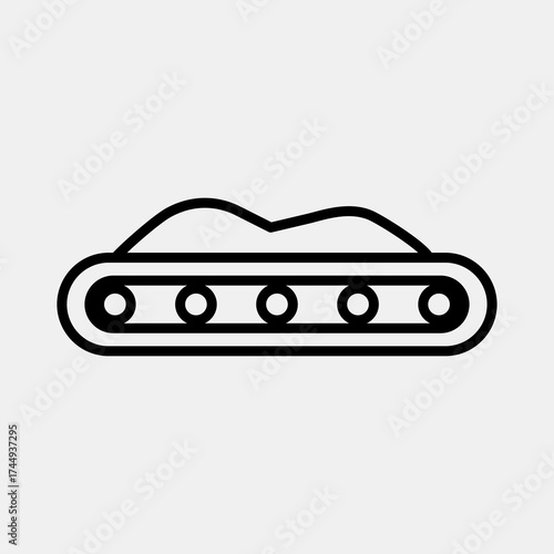 Icon conveyor belt. Gold mining elements. Icon in line style.