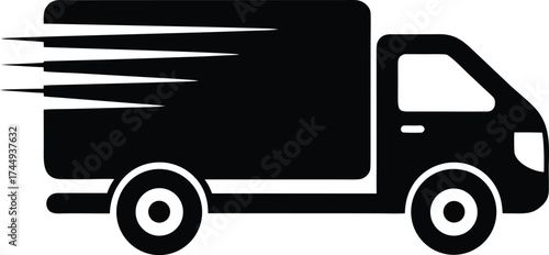 Delivery truck fast moving transport service silhouette vector illustration
