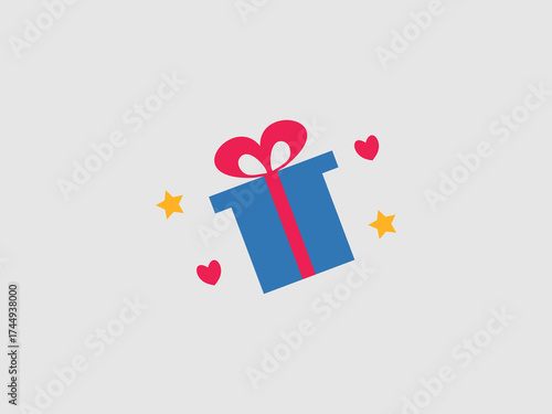 square gift box wrapped with a red ribbon and a large bow