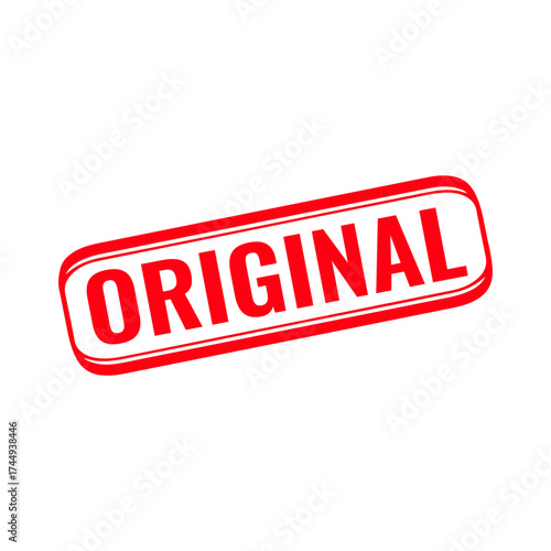 Original rubber stamp icon. Red original stamp sign or label icon