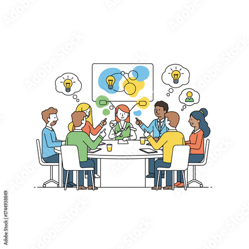 Office Team Brainstorming – Business Collaboration Concept