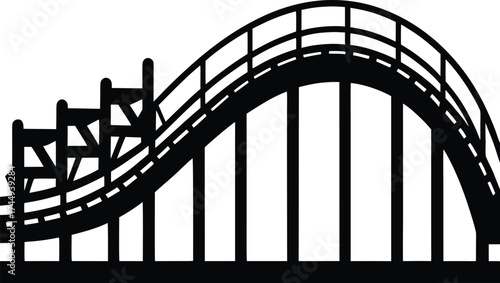  Roller coaster ride silhouette vector illustration.
