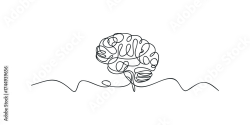 Continuous Line Drawing of a Human Brain Form